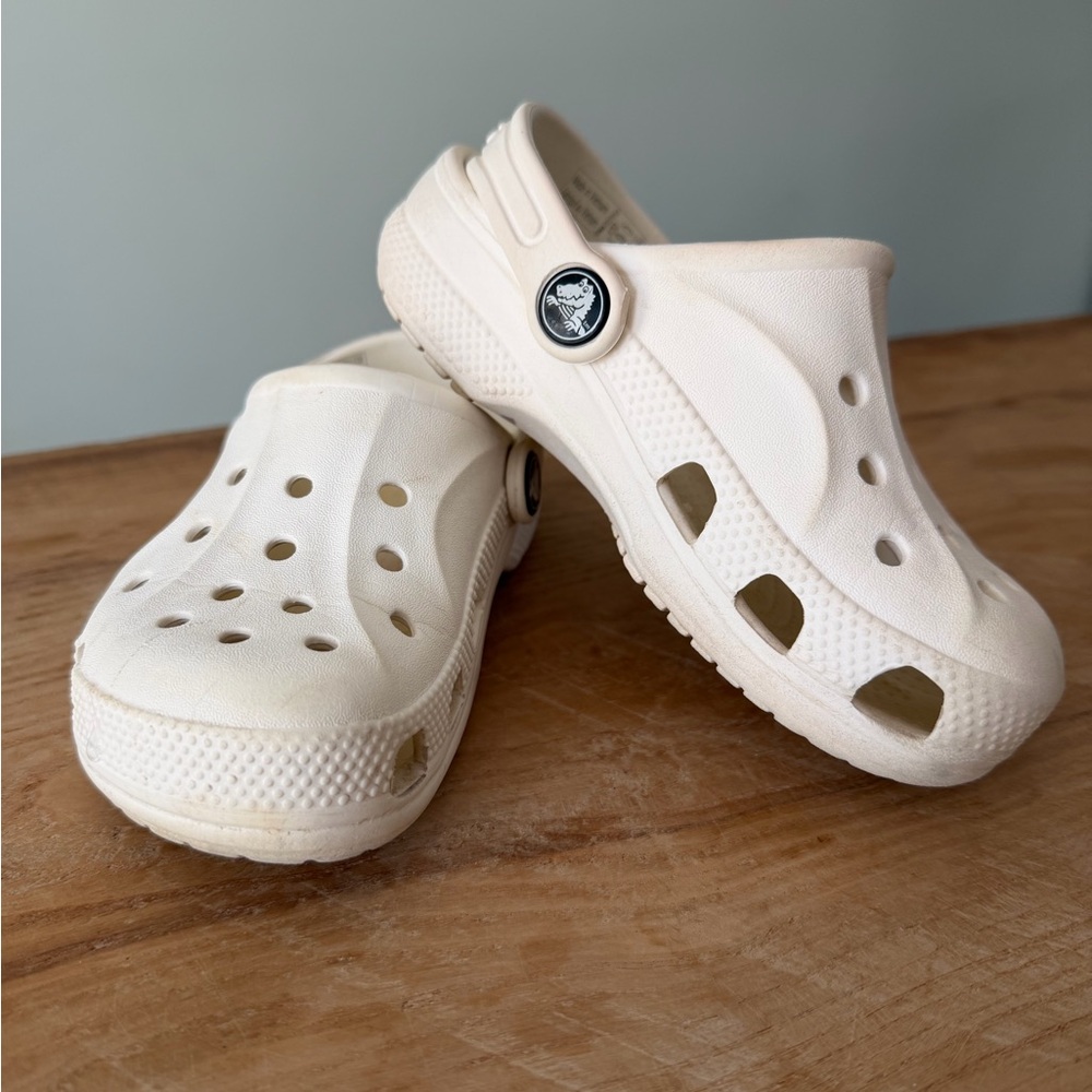 CROCS Kids White Slip-On Clogs with Heel Strap